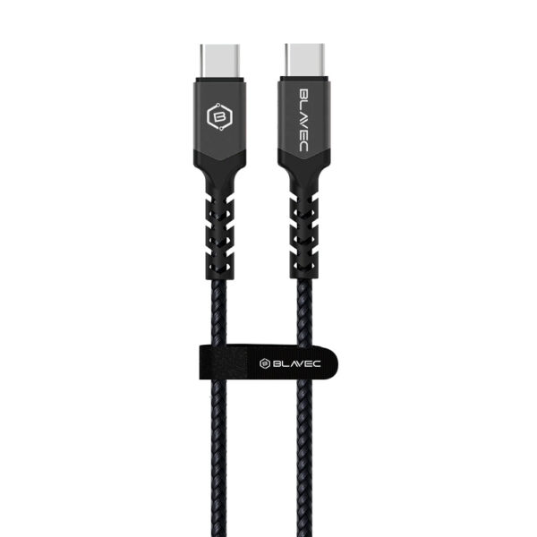 Blavec Cable Raptor braided - Type C to Type C - PD 100W 5A 1 metre Apple CarPlay/Android Auto (CRA-CC5BG10) black-grey
