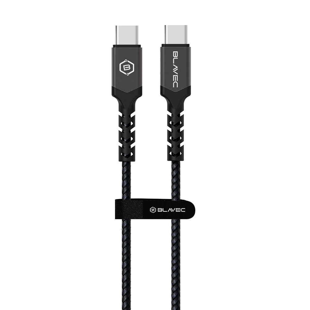 Blavec Cable Raptor braided - Type C to Type C - PD 100W 5A 1 metre Apple CarPlay/Android Auto (CRA-CC5BG10) black-grey