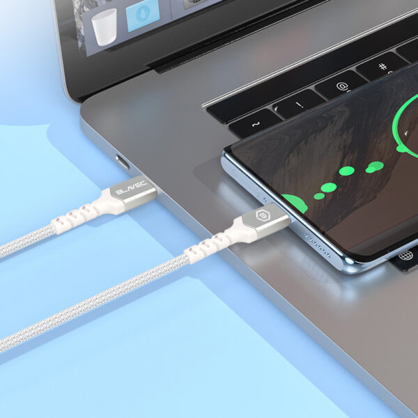 Blavec Cable Raptor braided - Type C to Lightning - PD 20W 2,4A 2 metres Apple CarPlay (CRA-CL24WS20) white-silver