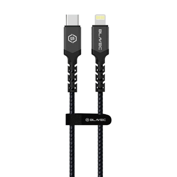 Blavec Cable Raptor braided - Type C to Lightning - PD 20W 2,4A 3 metres Apple CarPlay (CRA-CL24BG30) black-grey