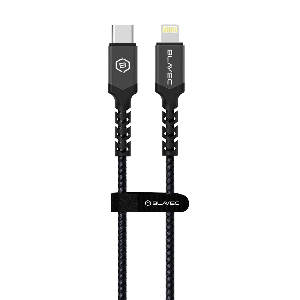 Blavec Cable Raptor braided - Type C to Lightning - PD 20W 2,4A 3 metres Apple CarPlay (CRA-CL24BG30) black-grey