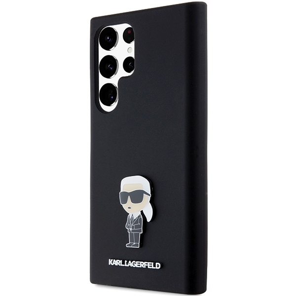 Original Pouch KARL LAGERFELD  hardcase Silicone Ikonik Metal Pin KLHCS24LSMHKNPK for Samsung Galaxy S24 Ultra black