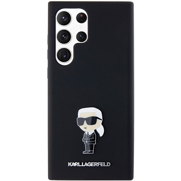 Original Pouch KARL LAGERFELD  hardcase Silicone Ikonik Metal Pin KLHCS24LSMHKNPK for Samsung Galaxy S24 Ultra black