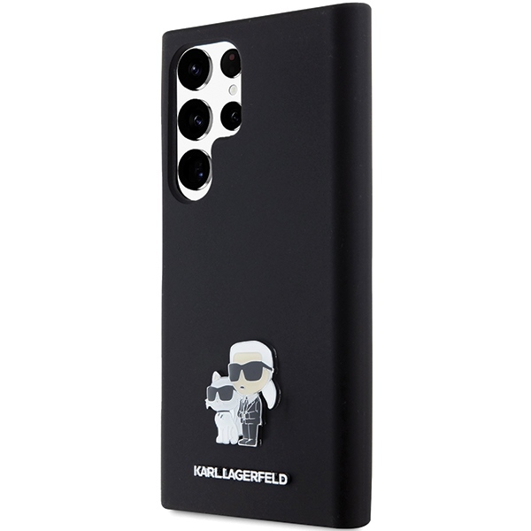Original Pouch KARL LAGERFELD  hardcase Silicone Karl&Choupette Metal Pin KLHCS24LSMHKCNPK for Samsung Galaxy S24 Ultra black