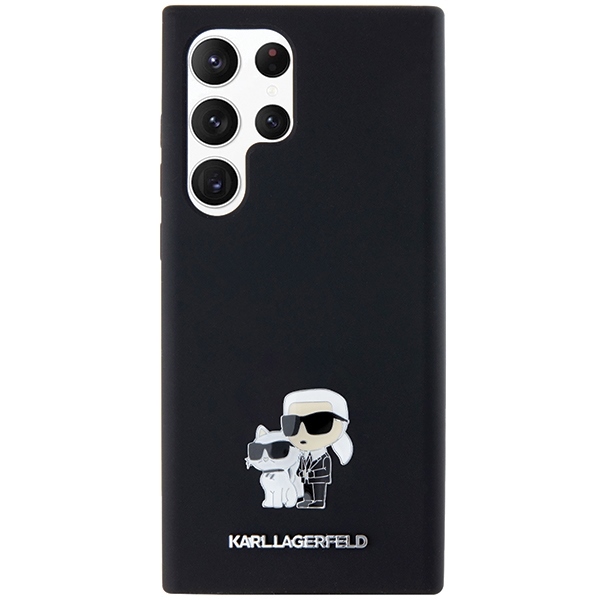 Original Pouch KARL LAGERFELD  hardcase Silicone Karl&Choupette Metal Pin KLHCS24LSMHKCNPK for Samsung Galaxy S24 Ultra black