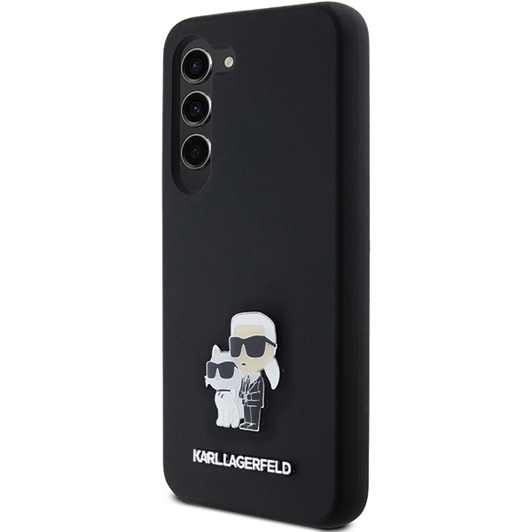 Original Pouch KARL LAGERFELD  hardcase Silicone Karl&Choupette Metal Pin KLHCS24SSMHKCNPK for Samsung Galaxy S24 black