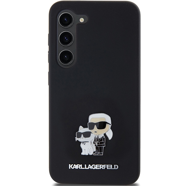 Original Pouch KARL LAGERFELD  hardcase Silicone Karl&Choupette Metal Pin KLHCS24SSMHKCNPK for Samsung Galaxy S24 black