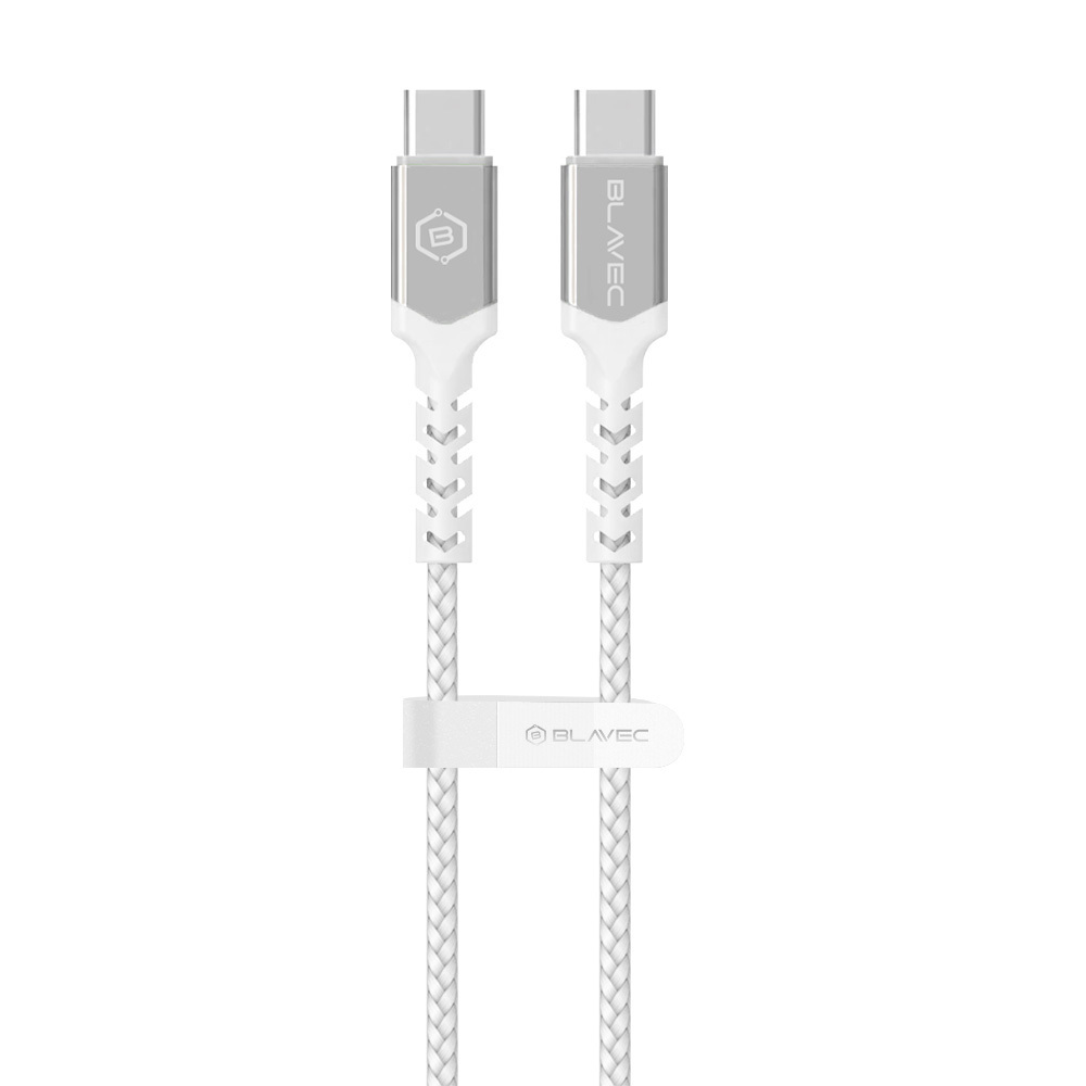 Blavec Cable Raptor braided - Type C to Type C - PD 60W 3A 3 metres Apple CarPlay/Android Auto (CRA-CC3WS30) white-silver