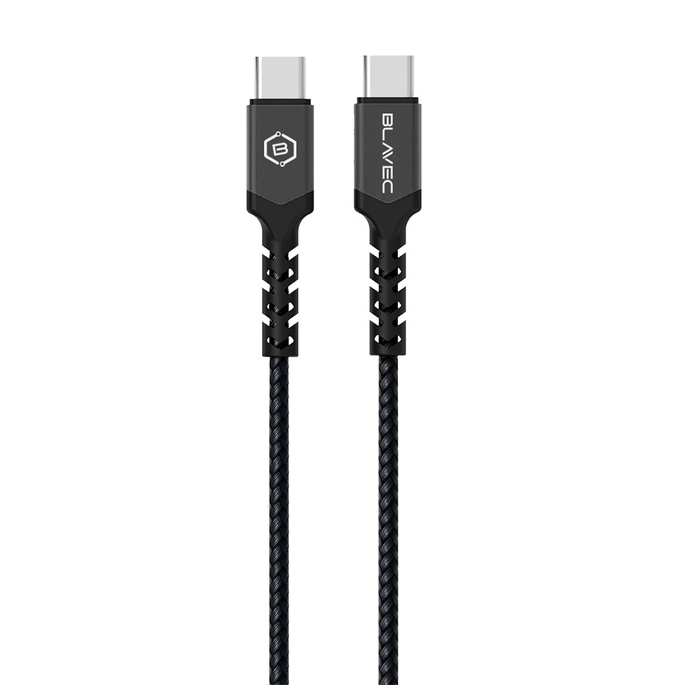 Blavec Cable Raptor braided - Type C to Type C - PD 60W 3A 0,25 metres Apple CarPlay/Android Auto (CRA-CC3BG025) black-grey