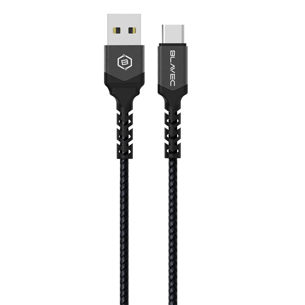 Blavec Cable Raptor braided - USB to Type C - 3A 0,5 meters Apple CarPlay/Android Auto (CRA-UC3BG05) black-grey