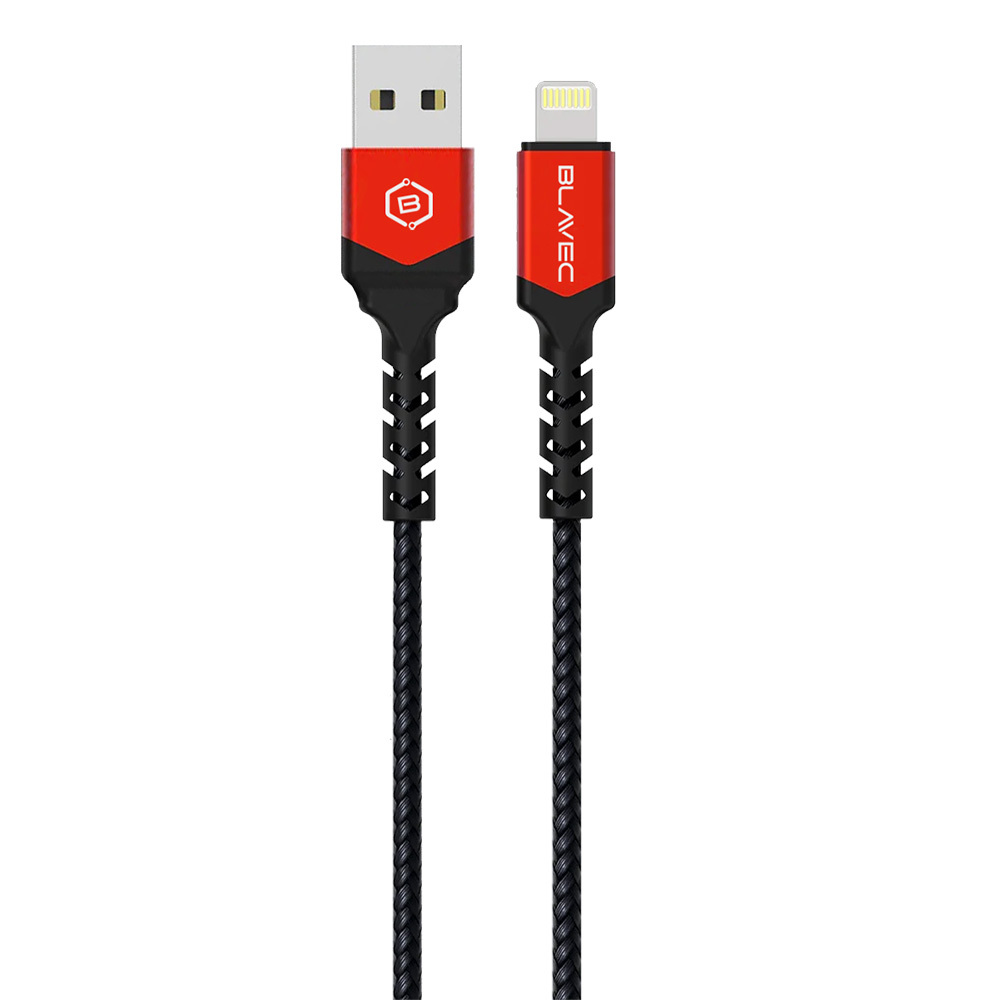 Blavec Cable Raptor braided - USB to Lightning - 2,4A 0,5 metres Apple CarPlay (CRA-UL24BR05) black-red