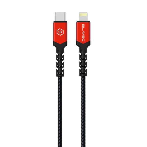Blavec Cable Raptor braided - Type C to Lightning - PD 20W 2,4A 0,5 metres Apple CarPlay (CRA-CL24BR05) black-red