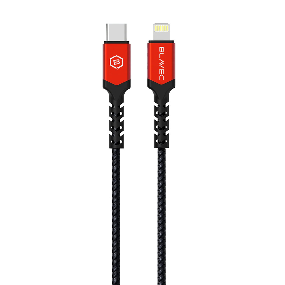 Blavec Cable Raptor braided - Type C to Lightning - PD 20W 2,4A 0,5 metres Apple CarPlay (CRA-CL24BR05) black-red
