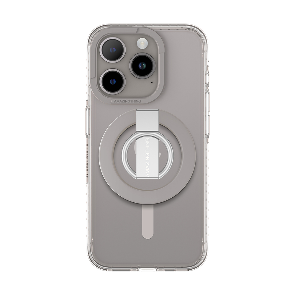 Amazing Thing Titan Pro Mag Ring Grip Case 10FT IP156.7PTRGY for Iphone 15 Pro Max titanium