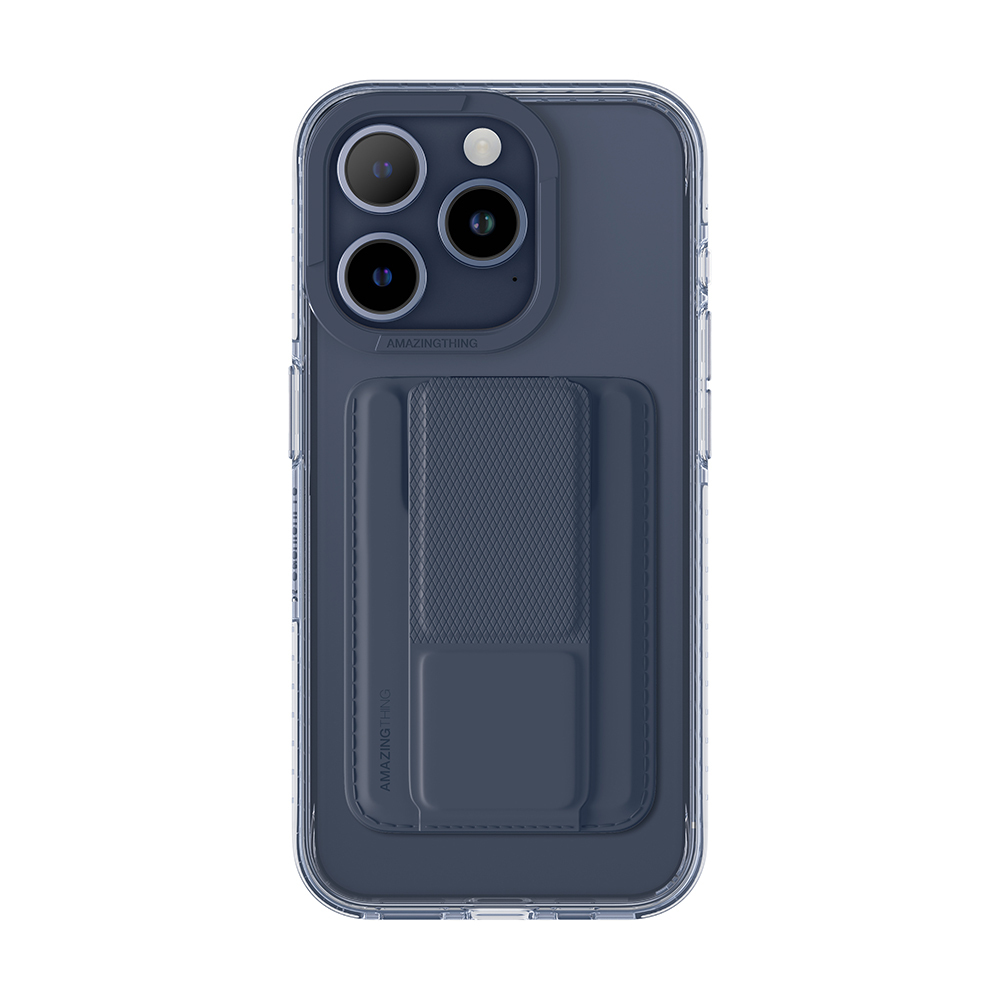 Amazing Thing Titan Pro Mag Wallet Case 10FT IP156.1PTWBU for Iphone 15 Pro navy with stand