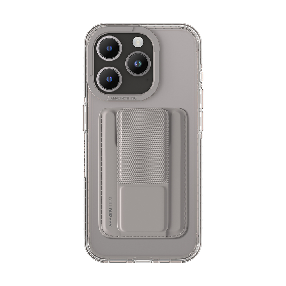 Amazing Thing Titan Pro Mag Wallet Case 10FT IP156.7PTWGY for Iphone 15 Pro Max titanium with stand