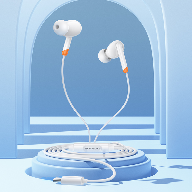 Borofone Earphones BM92 Refined with microphone Type C (DAC) white