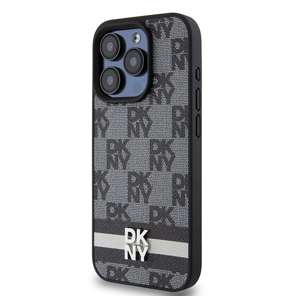 Original Case DKNY hardcase Leather Checkered Mono Pattern & Printed Stripes DKHCP15LPCPTSSK for Iphone 15 Pro black