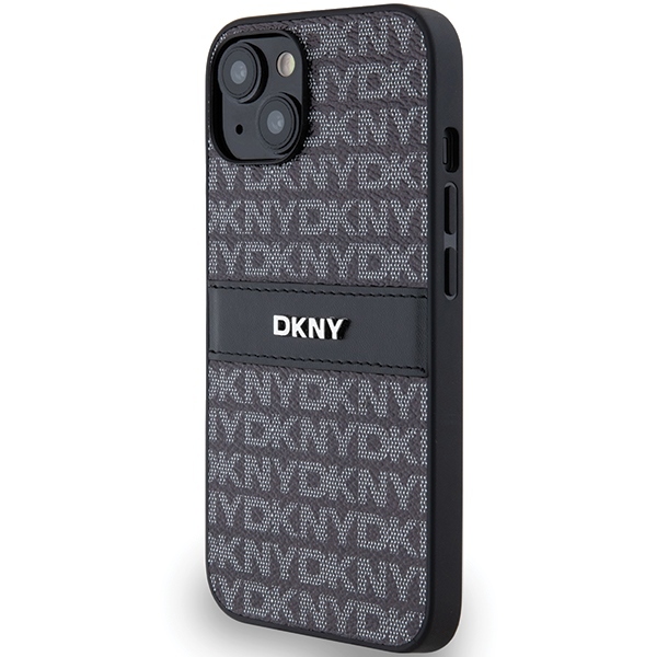 Original Case DKNY hardcase Leather Mono Stripe & Metal Logo DKHCP14SPRTHSLK for Iphone 14/15/13 black