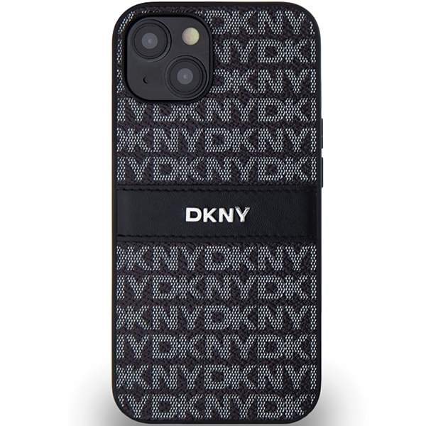 Original Case DKNY hardcase Leather Mono Stripe & Metal Logo DKHCP14SPRTHSLK for Iphone 14/15/13 black