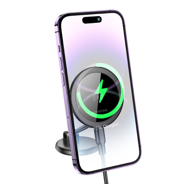 Borofone Car holder BH218 Star magnetic with induction charging to dashboard black