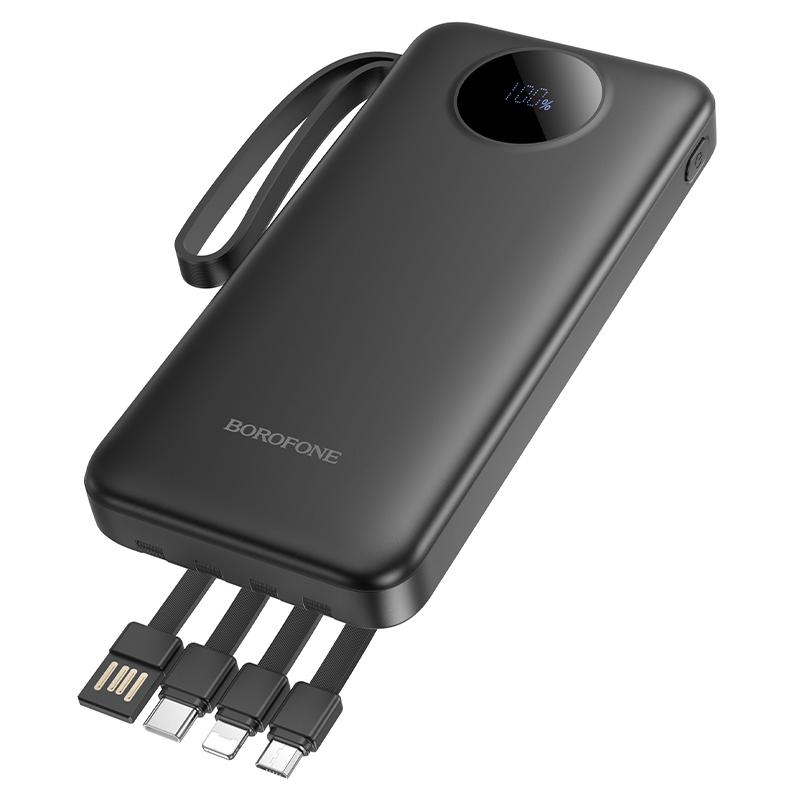 Borofone Power Bank 10000mAh BJ53 Power - with Micro USB, USB, Type C and Lightning cables black