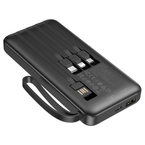 Borofone Power Bank 10000mAh BJ53 Power - with Micro USB, USB, Type C and Lightning cables black