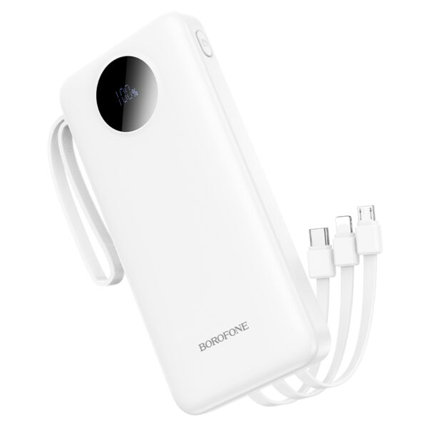 Borofone Power Bank 10000mAh BJ53 Power - with Micro USB, USB, Type C and Lightning cables white
