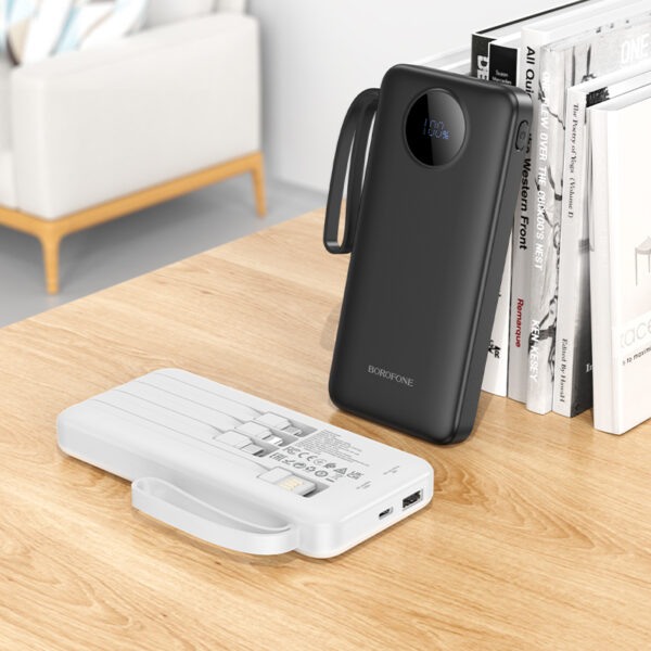 Borofone Power Bank 10000mAh BJ53 Power - with Micro USB, USB, Type C and Lightning cables white