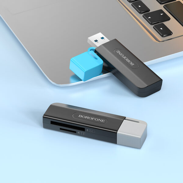 Borofone Card reader DH9 Wisdom 2 in 1 - USB 3.0 to SD + micro SD - black-grey