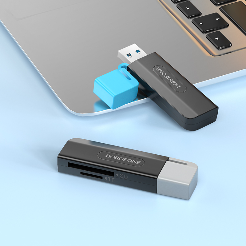 Borofone Card reader DH9 Wisdom 2 in 1 - USB 3.0 to SD + micro SD - black-grey