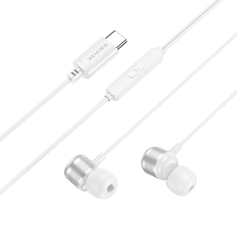 Borofone Earphones BM93 Platinum with microphone Type C silver