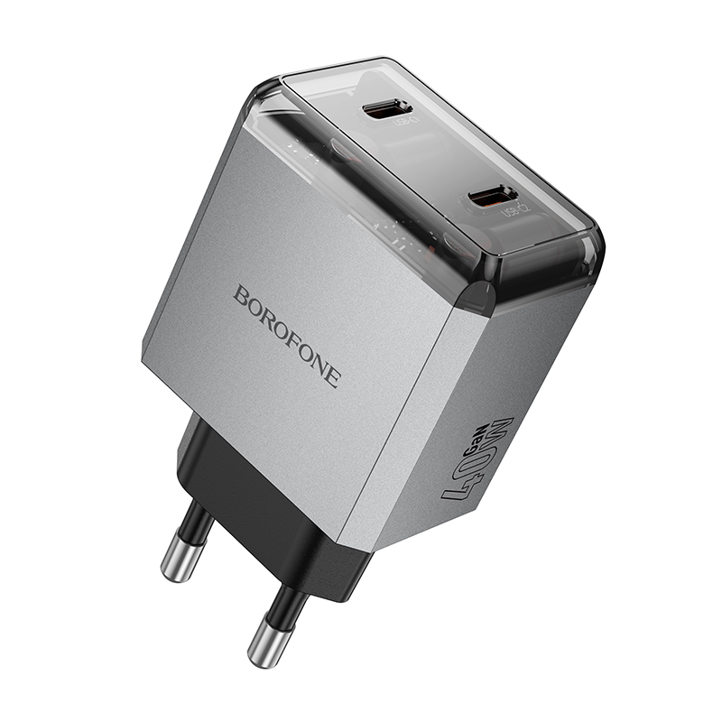 Borofone Wall charger BN21 Lena - 2xType C - PD 40W grey