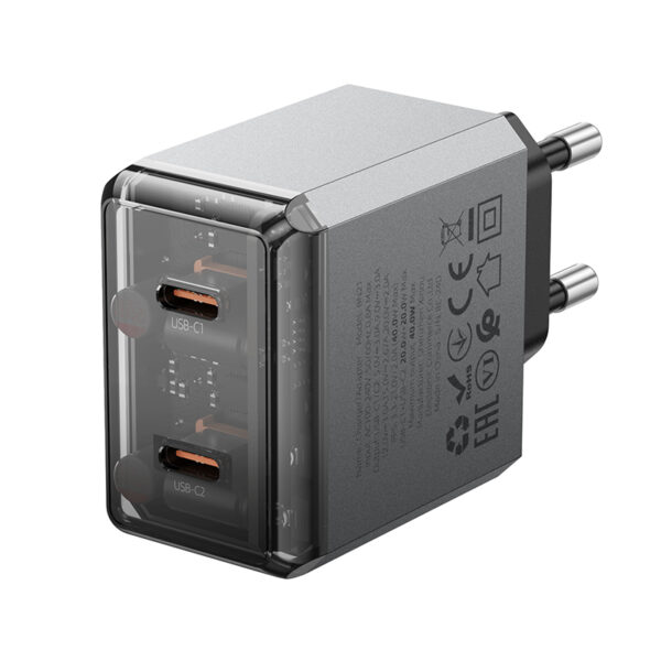 Borofone Wall charger BN21 Lena - 2xType C - PD 40W grey