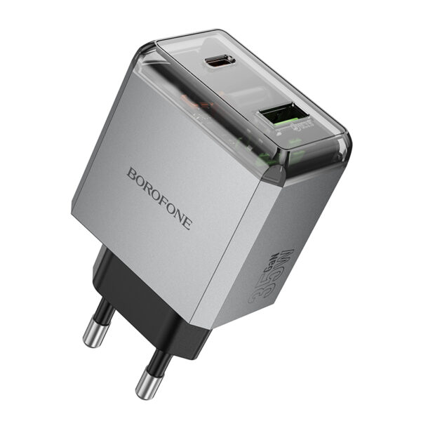 Borofone Wall charger BN20 Lena - USB + Type C - PD 35W grey