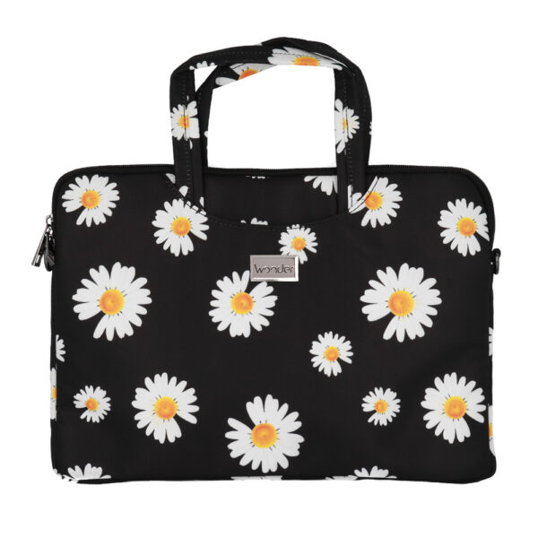 Wonder Briefcase Laptop 15-16 inches black daisies