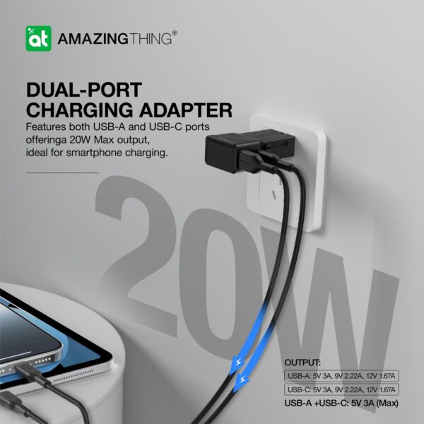 Amazing Thing Wall charger adapter Explorer Pro 4 in 1 EP24004BK US/UK/EU/AU/JP/CN - USB + Type C - black