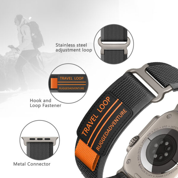 Nylon loop for Apple Watch 42/44/45/49 design 3 orange