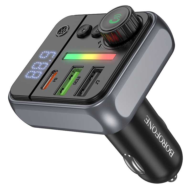 Borofone Transmitter FM BC50 Ascenso MP3, Bluetooth - 2xUSB + Type C - QC 3.0 PD 38W black