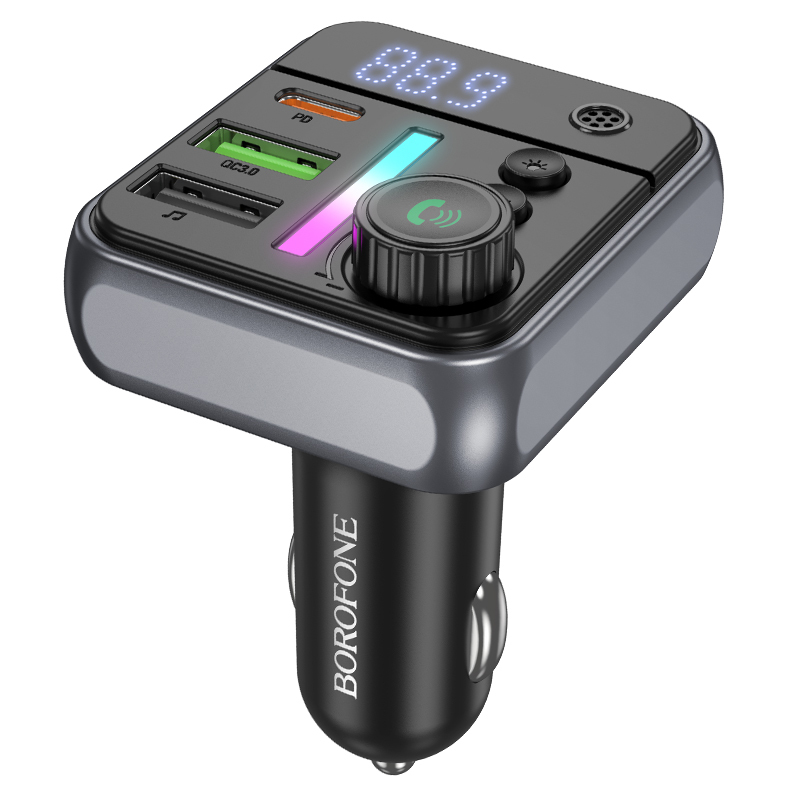 Borofone Transmitter FM BC50 Ascenso MP3, Bluetooth - 2xUSB + Type C - QC 3.0 PD 38W black