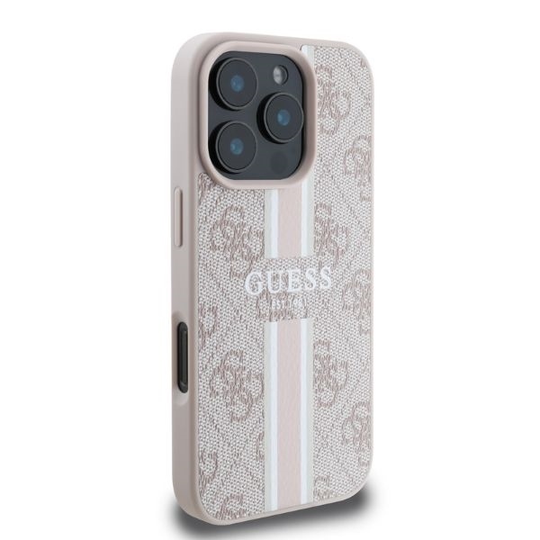 Original Case GUESS hardcase 4G Printed Stripes MagSafe GUHMP16LP4RPSP for Iphone 16 Pro pink