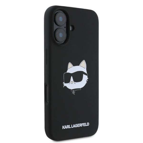 Original Pouch KARL LAGERFELD hardcase Silicone Choupette Head Print MagSafe KLHMP16SSCHPPLK for Iphone 16 black