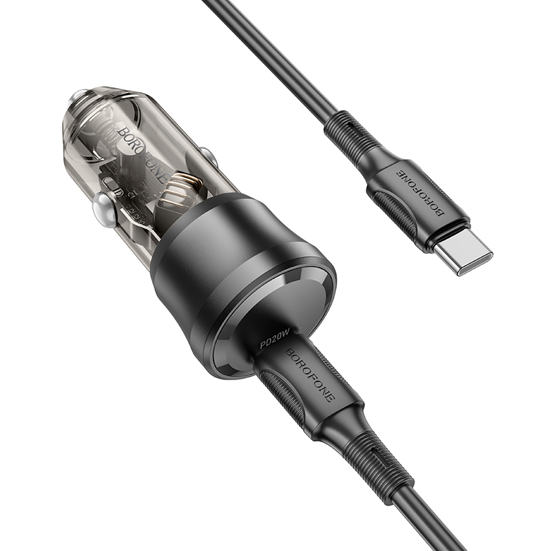 foto_add-290282 Borofone Car charger BZ24 Clever - Type C - QC 3.0 PD 20W with Type C to Type C cable black