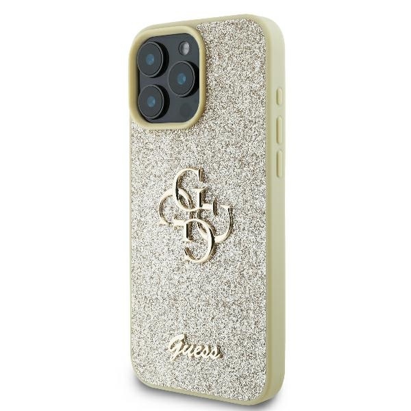 Original Case GUESS hardcase Fixed Glitter Big 4G GUHCP16LHG4SGD for Iphone 16 Pro gold