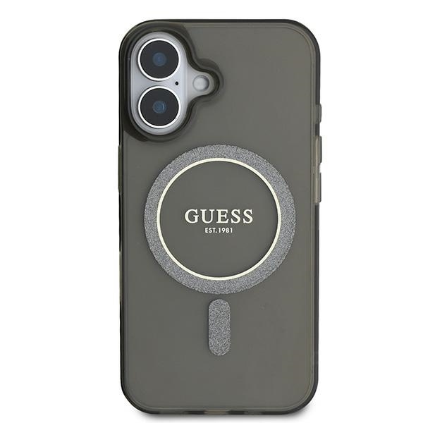 Original Case GUESS IML Glitter Circle Magsafe GUHMP16SHFGEREK for Iphone 16 black