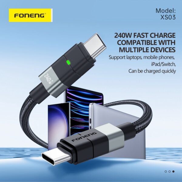 Foneng Cable XS03 - Type C to Type C - PD 240W 2 metres black