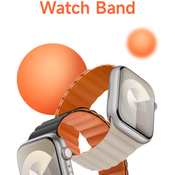 Benks Magnetic Silicone Watch Band for Apple Watch 42/44/45/49 orange-black