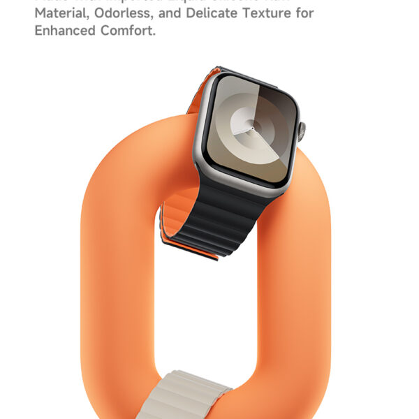 Benks Magnetic Silicone Watch Band for Apple Watch 42/44/45/49 orange-black