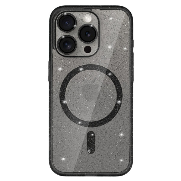 Glitter Magsafe Case for Iphone 16 Pro black clear