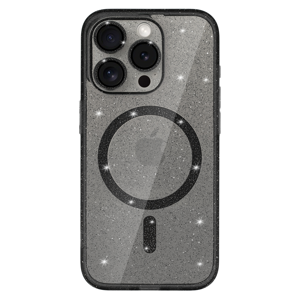 Glitter Magsafe Case for Iphone 16 Pro black clear